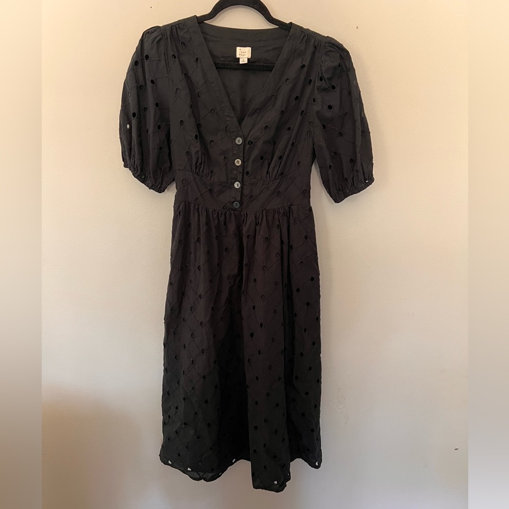 A New Day Black 100% Cotton Eyelet Dress Size Small